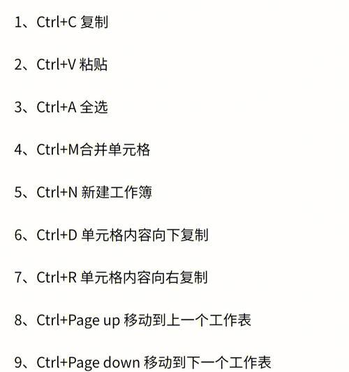 Excel快捷键大全（轻松掌握常用Excel快捷键，成为表格操作高手）
